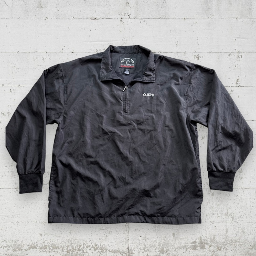 Quiktrip Stormtech Performance Windbreaker Jacket Men L Black 1/4 Zip Pullover